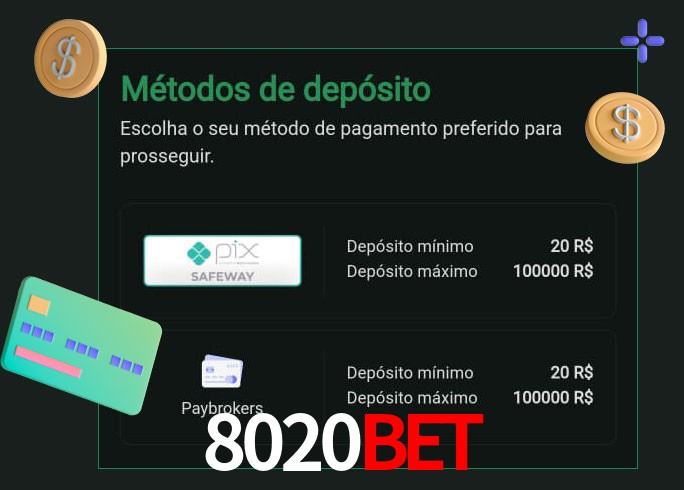 O cassino 8020Bet oferece uma grande variedade de métodos de pagamento